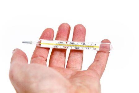 Photo of the Thermometer for body temperature on the white background, for people healthの写真素材