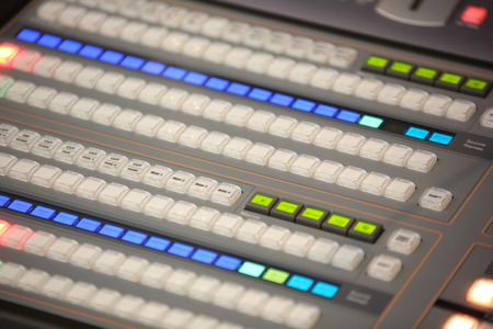 TV editor working with video and audio mixerの写真素材