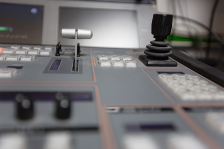 Broadcast studio video and audio switcher mixerの写真素材