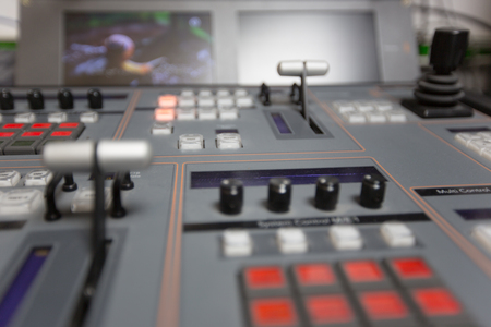 Broadcast studio video and audio switcher mixerの写真素材