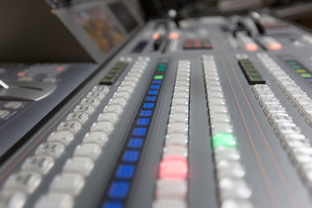 Broadcast studio video and audio switcher mixerの写真素材