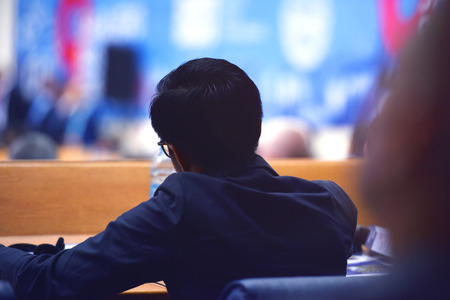 Business people during Business Conference and Presentation, Audience at the conference hall, representing model of economic development and startup businessの写真素材