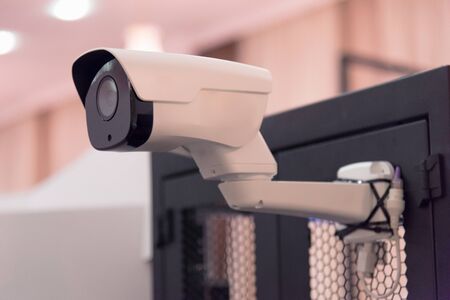 Security CCTV camera or surveillance system in office building, Intelligent cameras can record video...