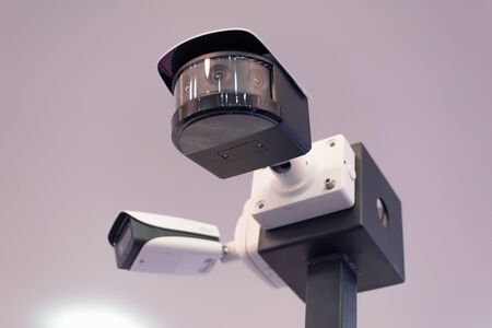Security CCTV camera or surveillance system in office building, Intelligent cameras can record video...