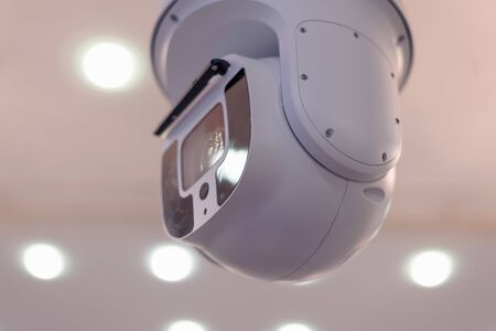 Security CCTV camera or surveillance system in office building, Intelligent cameras can record video...