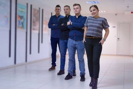 Business, education and sucess concept, Group of Young business people standing and looking at...
