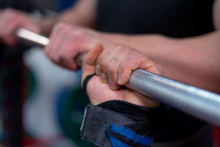 Bodybuilding Motivation. Two Bodybuilders Train Together at the Gym. Bodybuilding Hardcore.の写真素材