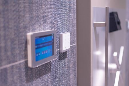 Bank vault door with  security code for alarm system. Deposit cell safe box with code lock.