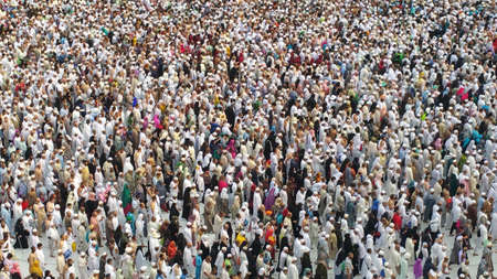 MECCA, SAUDI ARABIA,  August 2019 - Muslim pilgrims from all over the world gathered to perform Umrah or Hajj at the Haram Mosque in Mecca, Saudi Arabia, days of Hajj or Omrahのeditorial素材