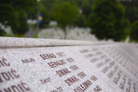 Srebrenica, Bosnia-Herzegovina, June 01 2020: Srebrenica-Potocari memorial and cemetery for the...
