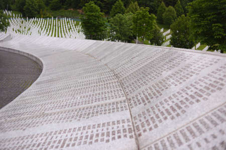 Srebrenica, Bosnia-Herzegovina, June 01 2020: Srebrenica-Potocari memorial and cemetery for the victims of the 1995 massacreのeditorial素材