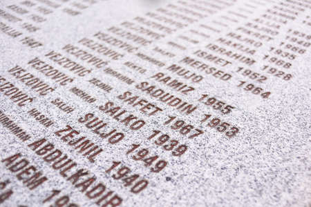 Srebrenica, Potocari, Bosnia-Herzegovina, June 01 2020: Srebrenica-Potocari memorial and cemetery for the victims of the 1995 massacreのeditorial素材