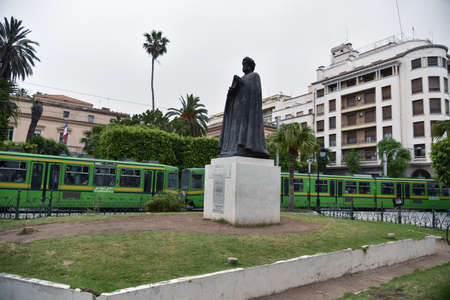 TUNIS, TUNISIA - JUNE  14, 2019: Street scene in downtown on Avenue Bourguiba near cathedral of St Vincent de Paul. North Africaのeditorial素材