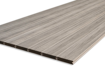 Exterior wooden decking or flooring isolated on white backgroundの写真素材