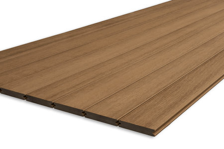 Exterior wooden decking or flooring isolated on white backgroundの写真素材