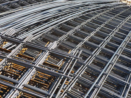Iron reinforcement. Steel Rebars for reinforced concrete construction siteの写真素材