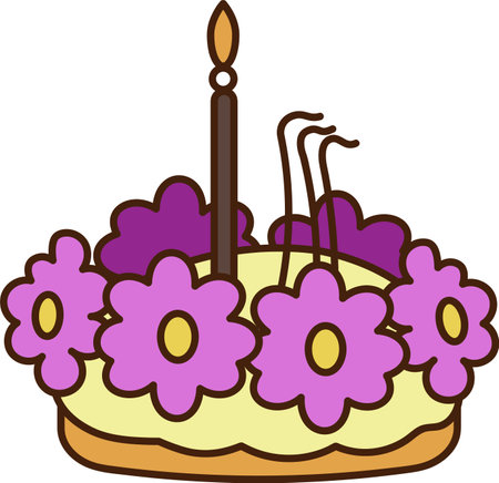 Krathong7. Krathong on a white background with a candle. Color cartoon vector illustration.のイラスト素材