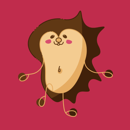 Cute hedgehog character. Cartoon hedgehog is walking. Cartoon doodle illustration.のイラスト素材