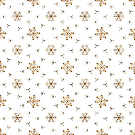 Pattern with snowflakes. Cute pattern with two kinds of snowflakes.Cartoon doodle vector illustration.のイラスト素材