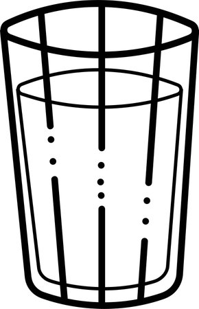 Water doodle2. Glass of water. Black and white vector cartoon illustration.のイラスト素材
