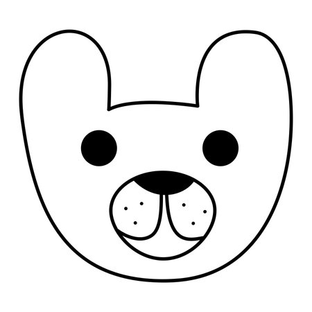 Cute doodle dog face from the collection of girly stickers. Cartoon vector white and black illustration.のイラスト素材
