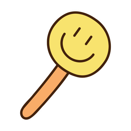 Cute doodle face shape lollipop from the collection of girly stickers. Cartoon vector color illustration.のイラスト素材