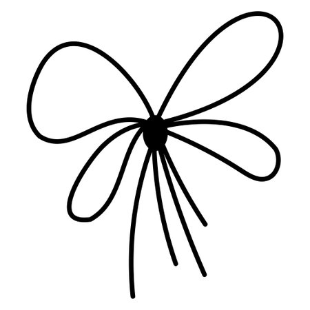 Lace tied in a bow. Doodle vector black and white illustration.のイラスト素材