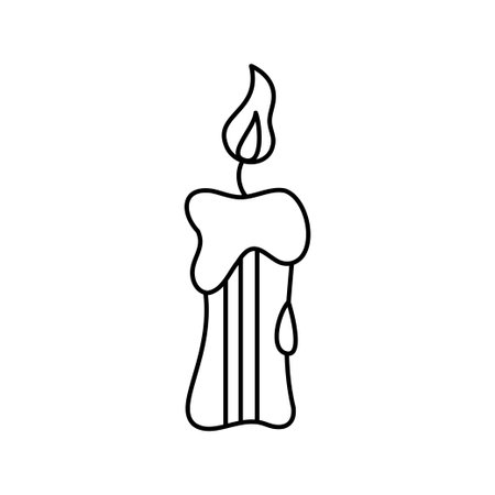 Glowing candle second. Doodle vector black and white illustration.のイラスト素材