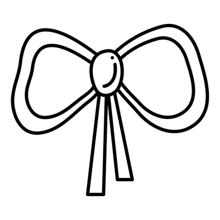 Ribbon tied in a bow fourth. Doodle vector black and white illustration.のイラスト素材