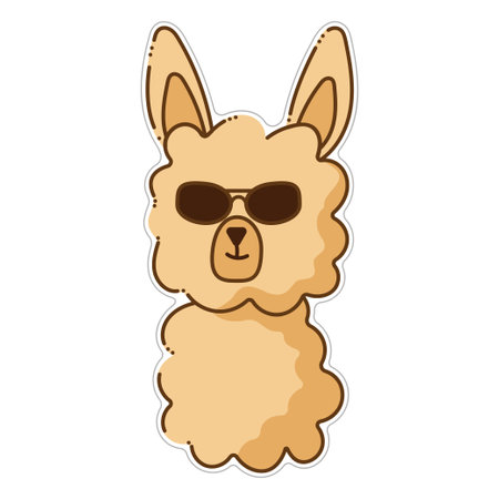 Sticker with cute lama character. Cartoon vector color illustration.のイラスト素材