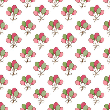 Seamless pattern with holiday balloons. Cartoon flat color vector illustration.のイラスト素材
