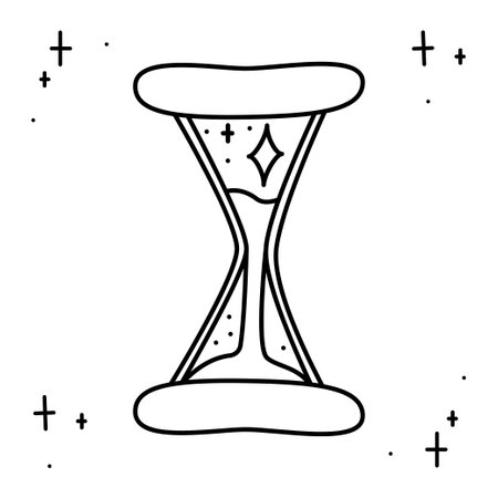 Magical hourglass2 with stars. Doodle vector illustration, clipart.のイラスト素材