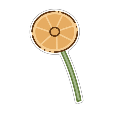 Sticker with orange lollipop. Cartoon vector color illustration.のイラスト素材