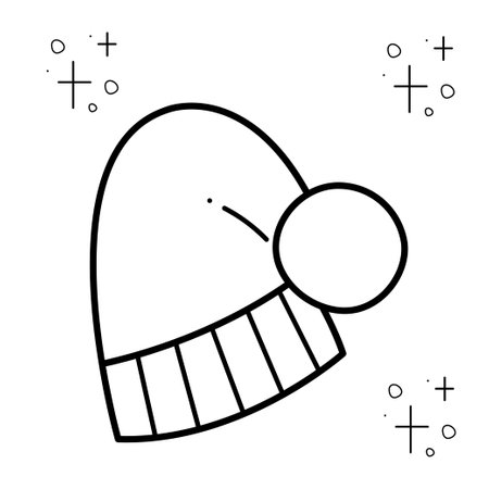 Nightcap. Doodle black and white vector illustration.のイラスト素材