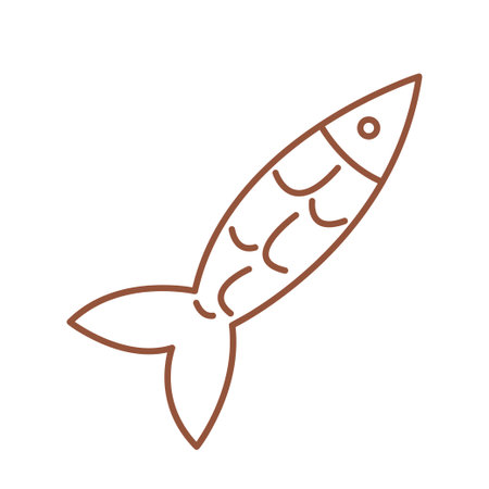 Fish doodle. A toy for a pet in the form of a fish. Line art clip art on white background.のイラスト素材