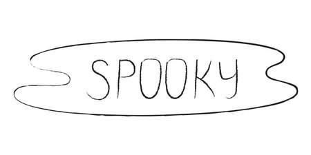 Halloween phrase spooky in an abstract spot. Black and white vector illustration.のイラスト素材