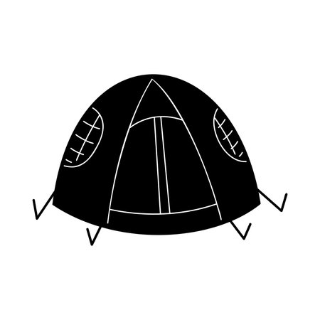 A tent in black and white colors. Clip art for your projects.のイラスト素材