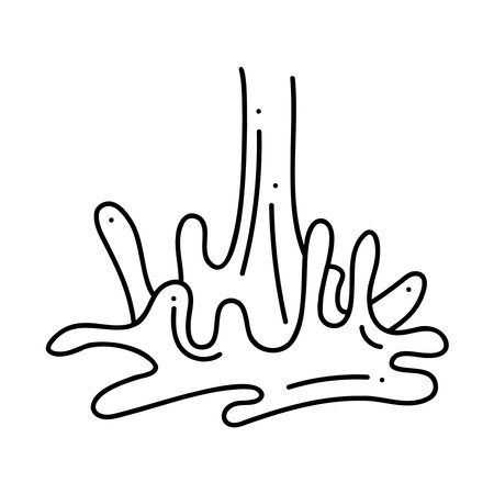 Cheese splash. Hand drawn black outline clipart for your projects.のイラスト素材