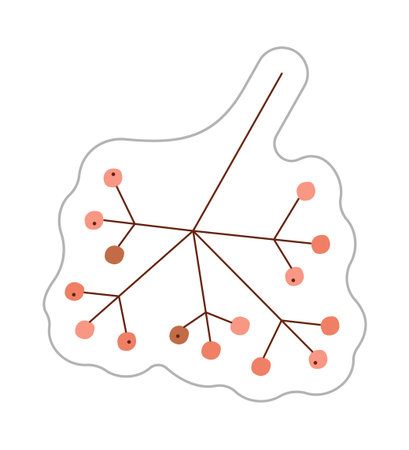 Sticker with a branch with berries. Color hand drawn clipart illustration.のイラスト素材