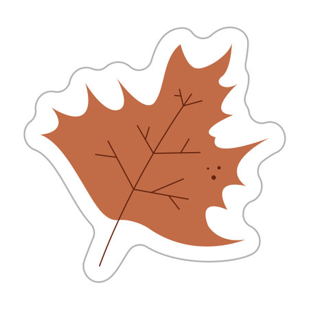 Sticker with abstract maple leaf. Color hand drawn clipart illustration.のイラスト素材