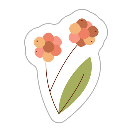 Sticker with cloudberries. Color hand drawn clipart illustration.のイラスト素材