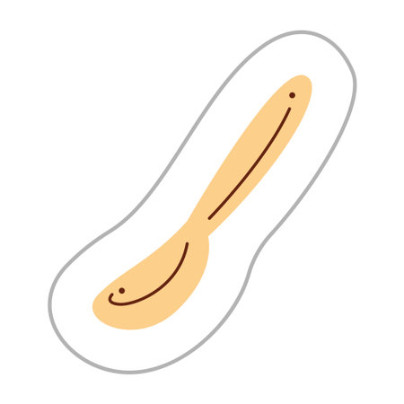 Sticker with teaspoon. Color hand drawn clipart illustration.のイラスト素材