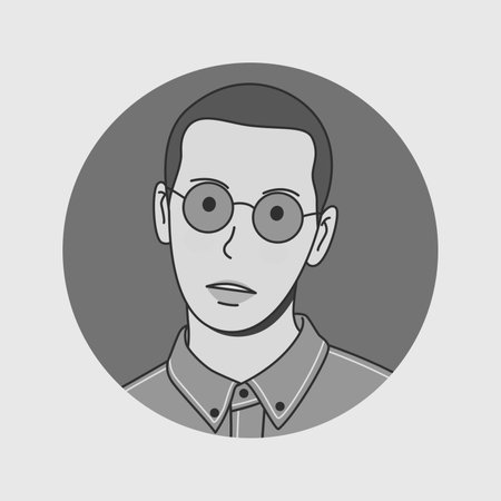male avatar illustration. a man with shaved hair wearing glasses, illustration design for avatar or...