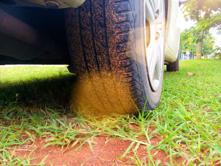 car on the fieldの写真素材