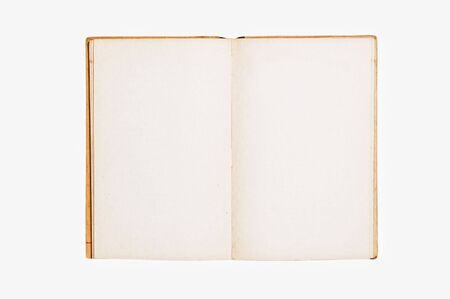 Open vintage book on white background.の写真素材