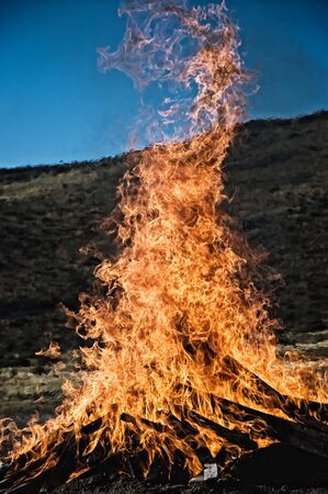 Great flame in the night, outdoors shot.の写真素材