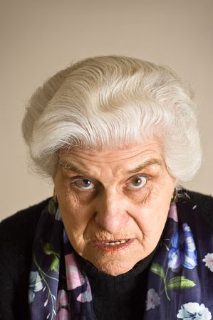 Portrait of an angry mature woman, looking to cammera.の写真素材
