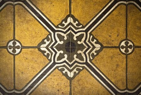 Grungy vintage wall with  ceramic tiles, close up.の写真素材