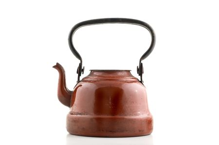 Vintage metal kettle, isolated on white backgroundの写真素材