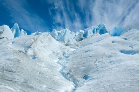 Surface of Perito Moreno glacier, in patagonia, Argentina.の写真素材